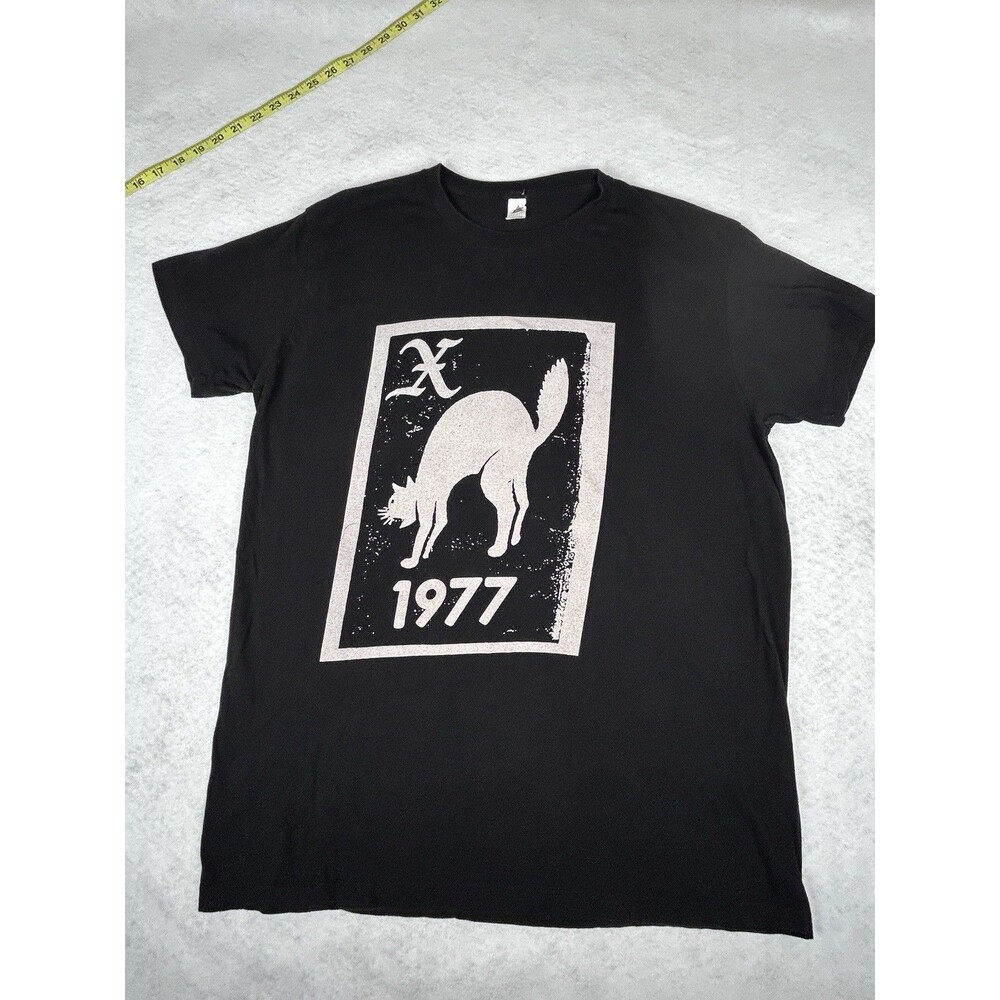 X Band 1977 Cat Short Sleeve Cotton Black T Shirt Sz L